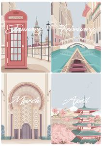 Bujo Wanderlust Monthly Cover Sticker Pack of 12